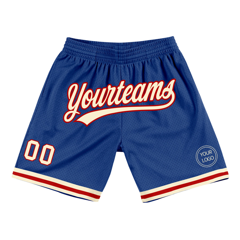 Custom Royal Cream-Red Authentic Throwback Basketball Shorts