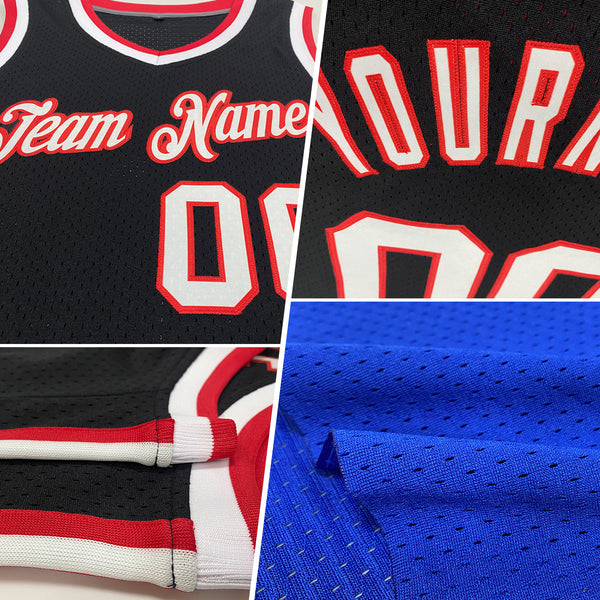 Custom Royal White-Black Authentic Throwback Basketball Jersey