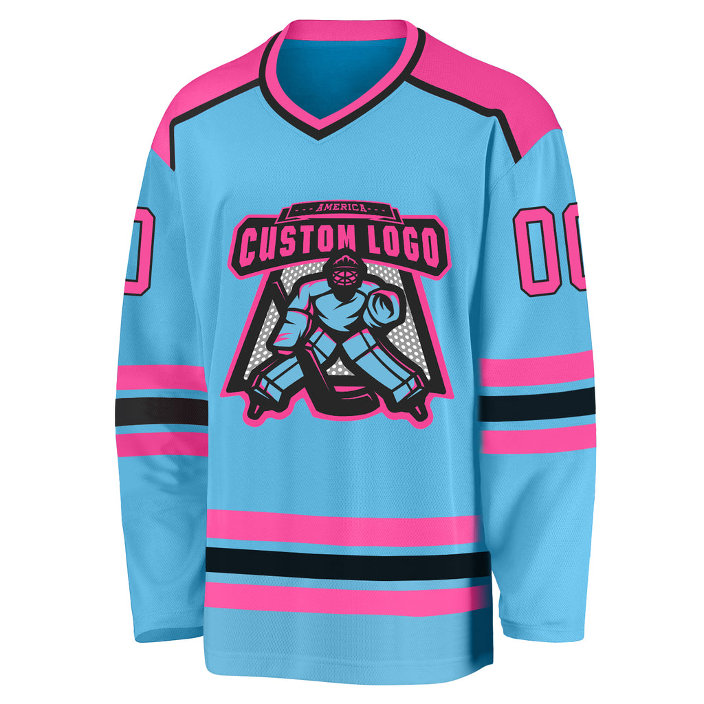  Custom Cream Black Hockey Jersey,Personalized Team