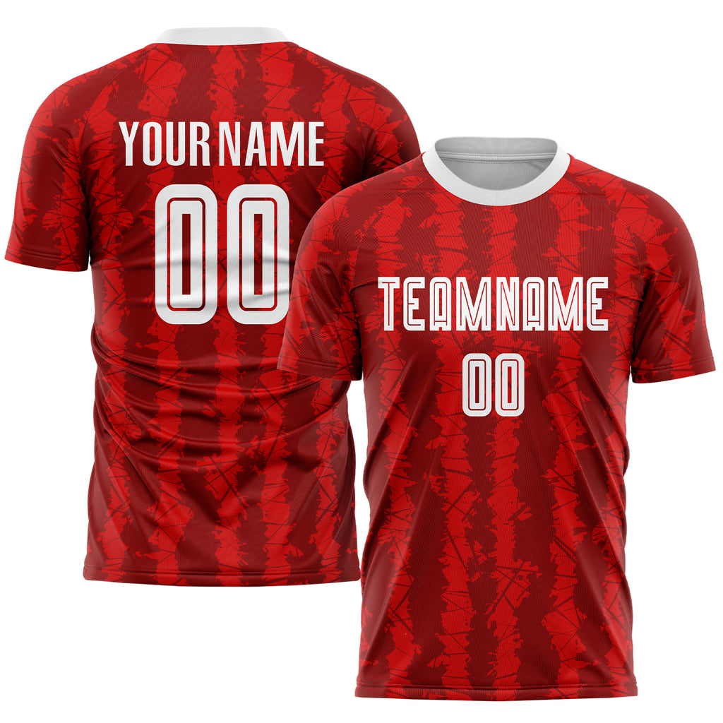 Custom Red White-Black Sublimation Soccer Uniform Jersey