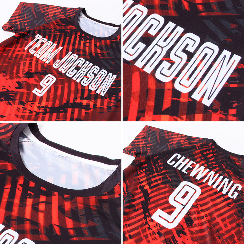 Custom Red White-Black Sublimation Soccer Uniform Jersey