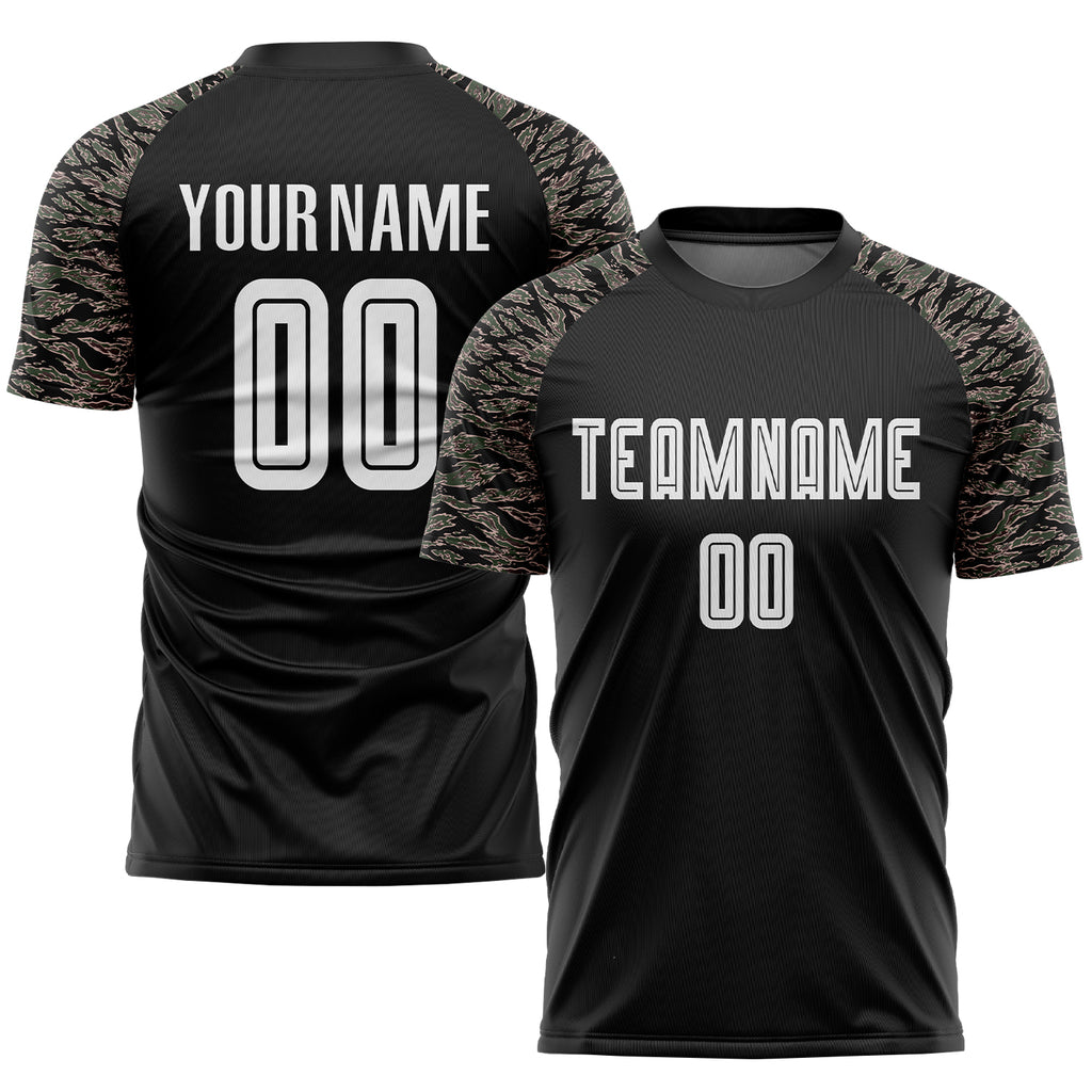 Custom Black White-Camo Sublimation Soccer Uniform Jersey