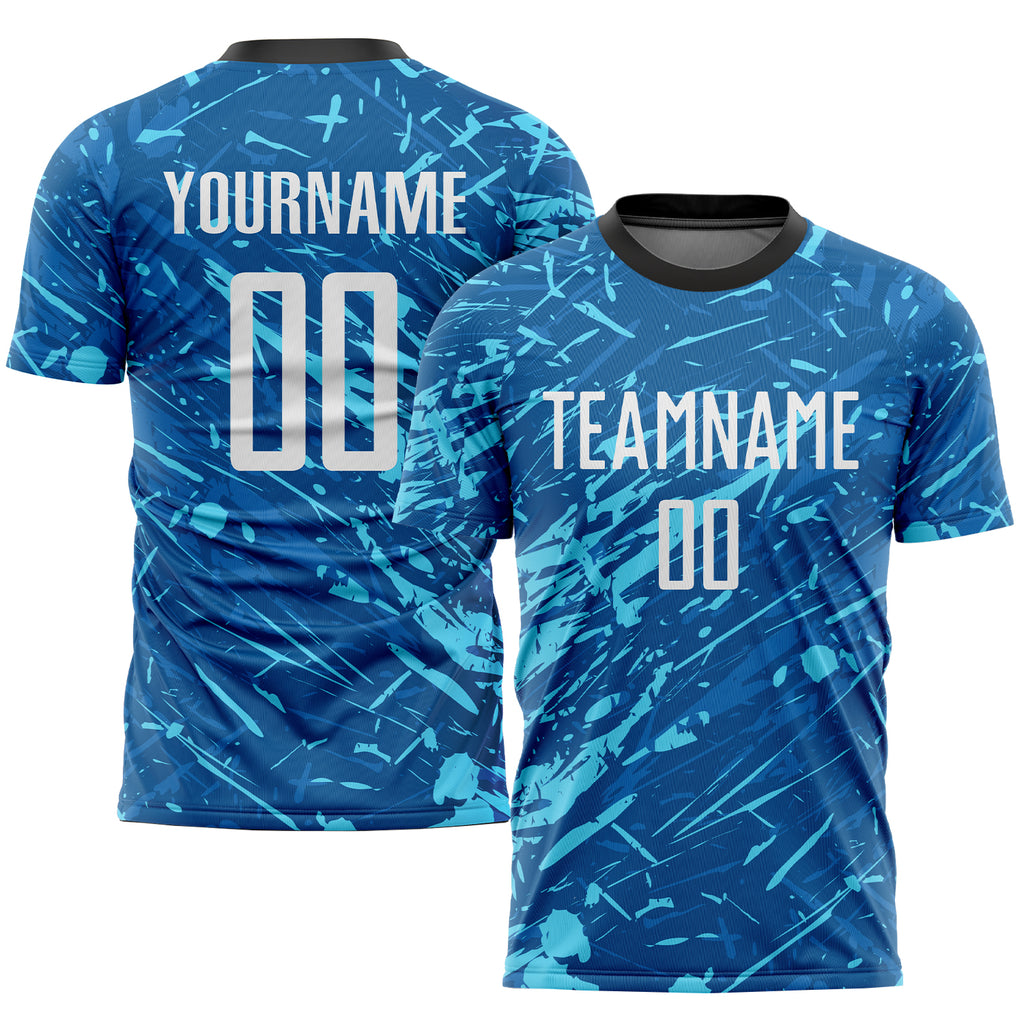 Custom Royal White-Light Blue Sublimation Soccer Uniform Jersey