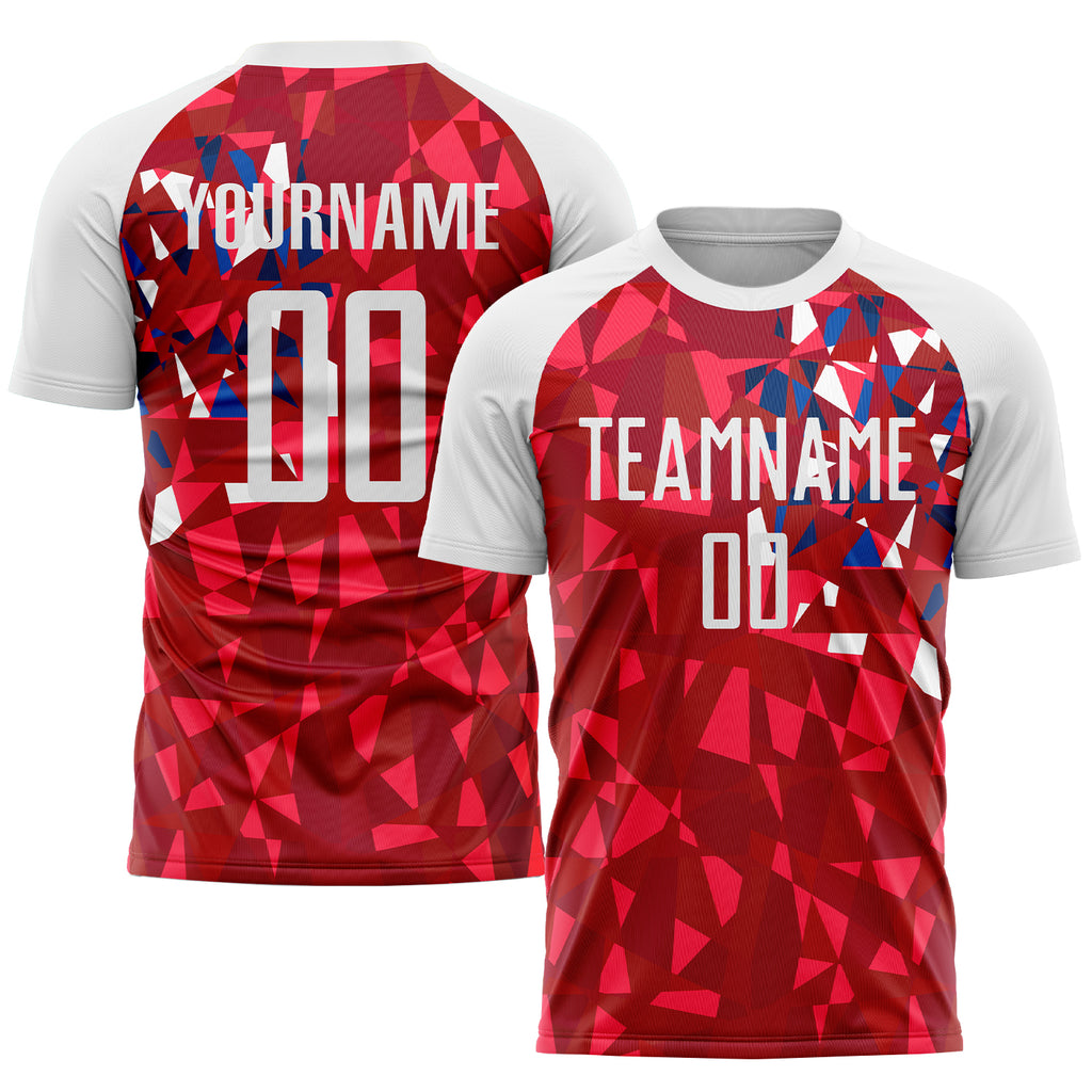 Custom Red White Sublimation Soccer Uniform Jersey