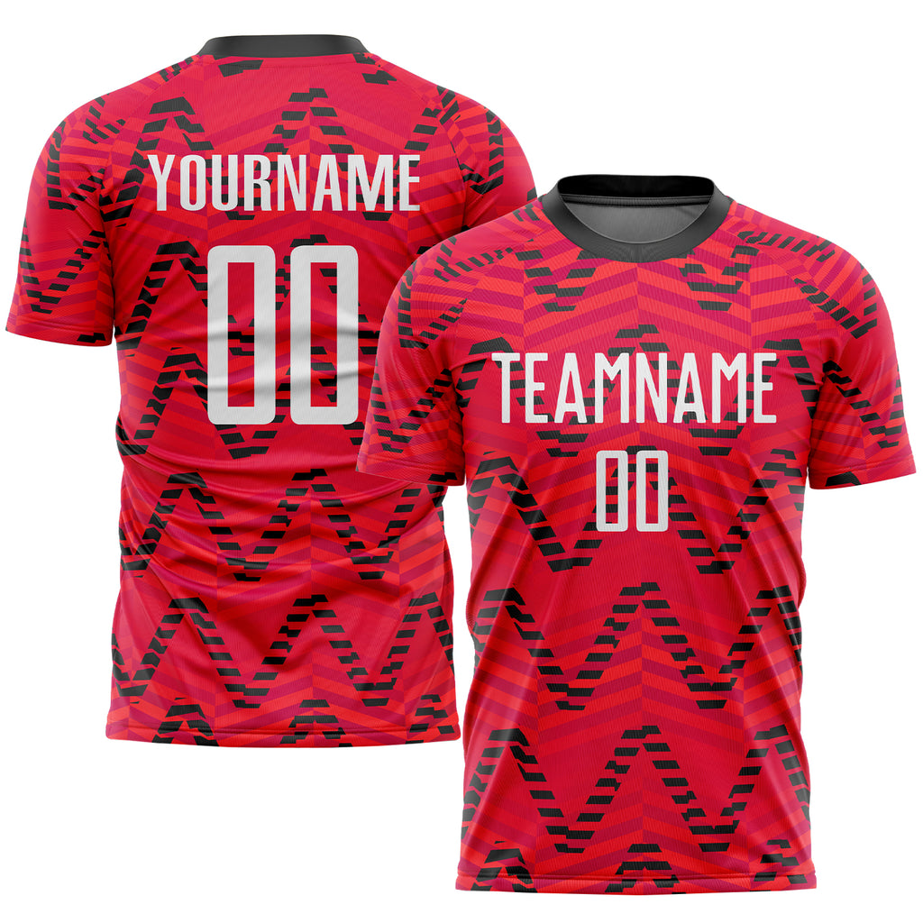 Custom Red White-Black Sublimation Soccer Uniform Jersey