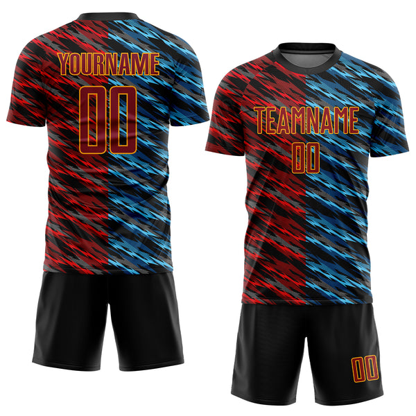 Custom Camo Crimson-Black Sublimation Salute To Service Soccer Uniform Jersey