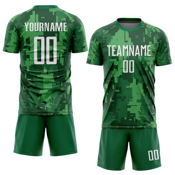 Custom Camo White-Kelly Green Sublimation Salute To Service Soccer Uniform Jersey