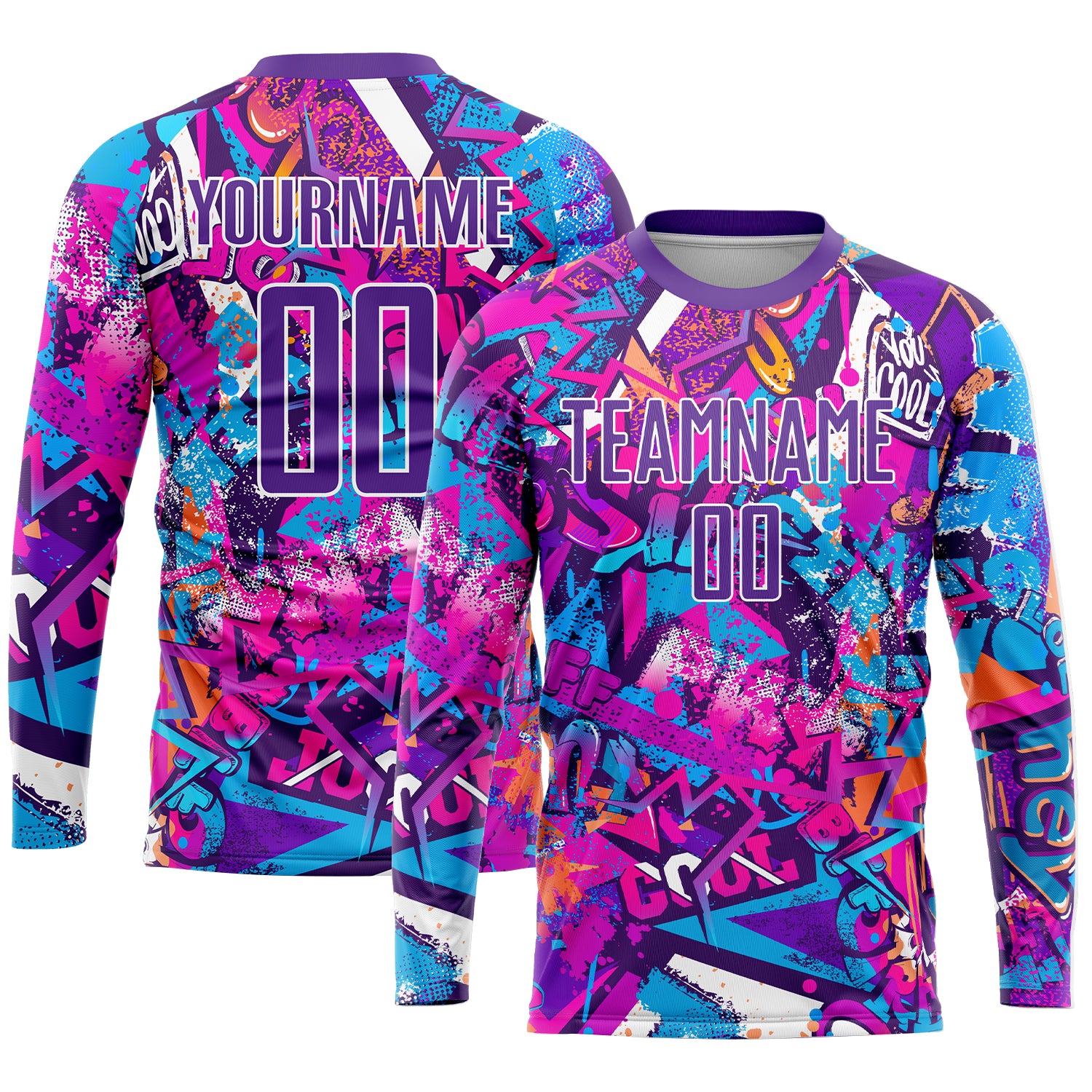Custom Graffiti Pattern Purple-White Scratch Sublimation Soccer Uniform Jersey