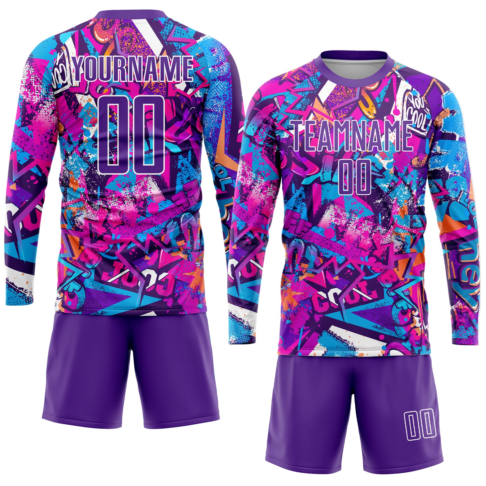 Custom Graffiti Pattern Purple-White Scratch Sublimation Soccer Uniform Jersey