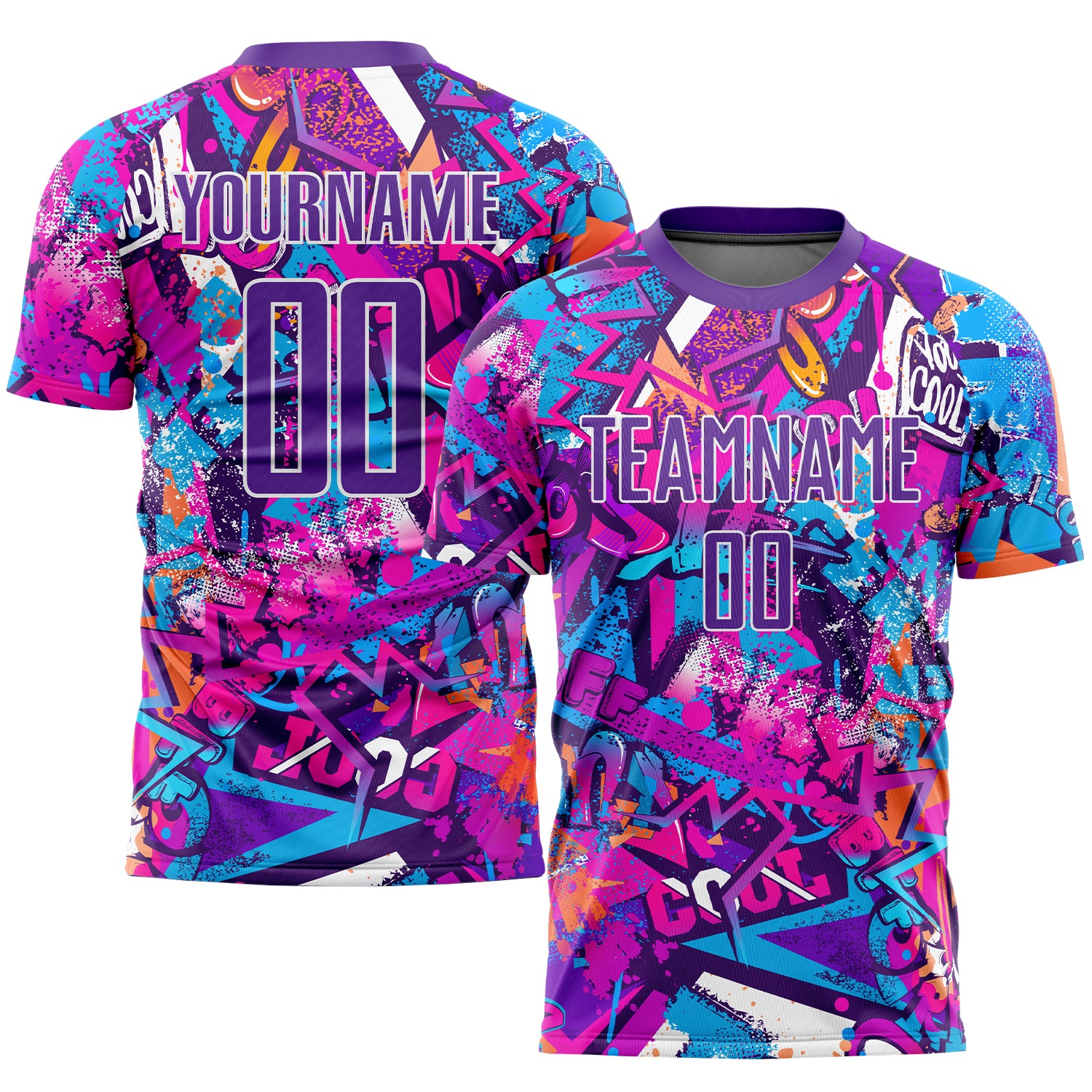 Custom Graffiti Pattern Purple-White Scratch Sublimation Soccer Uniform Jersey