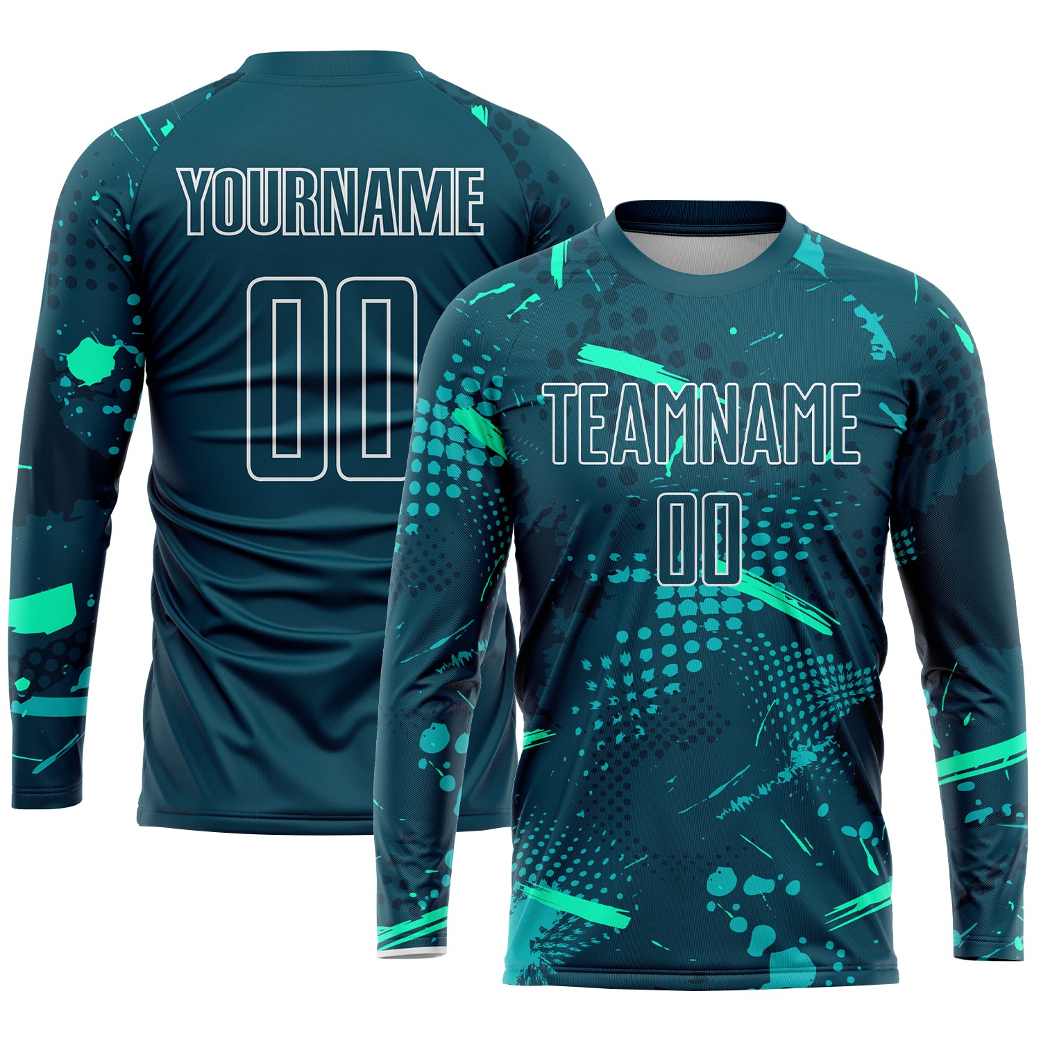 Custom Green Green-Aqua Sublimation Soccer Uniform Jersey