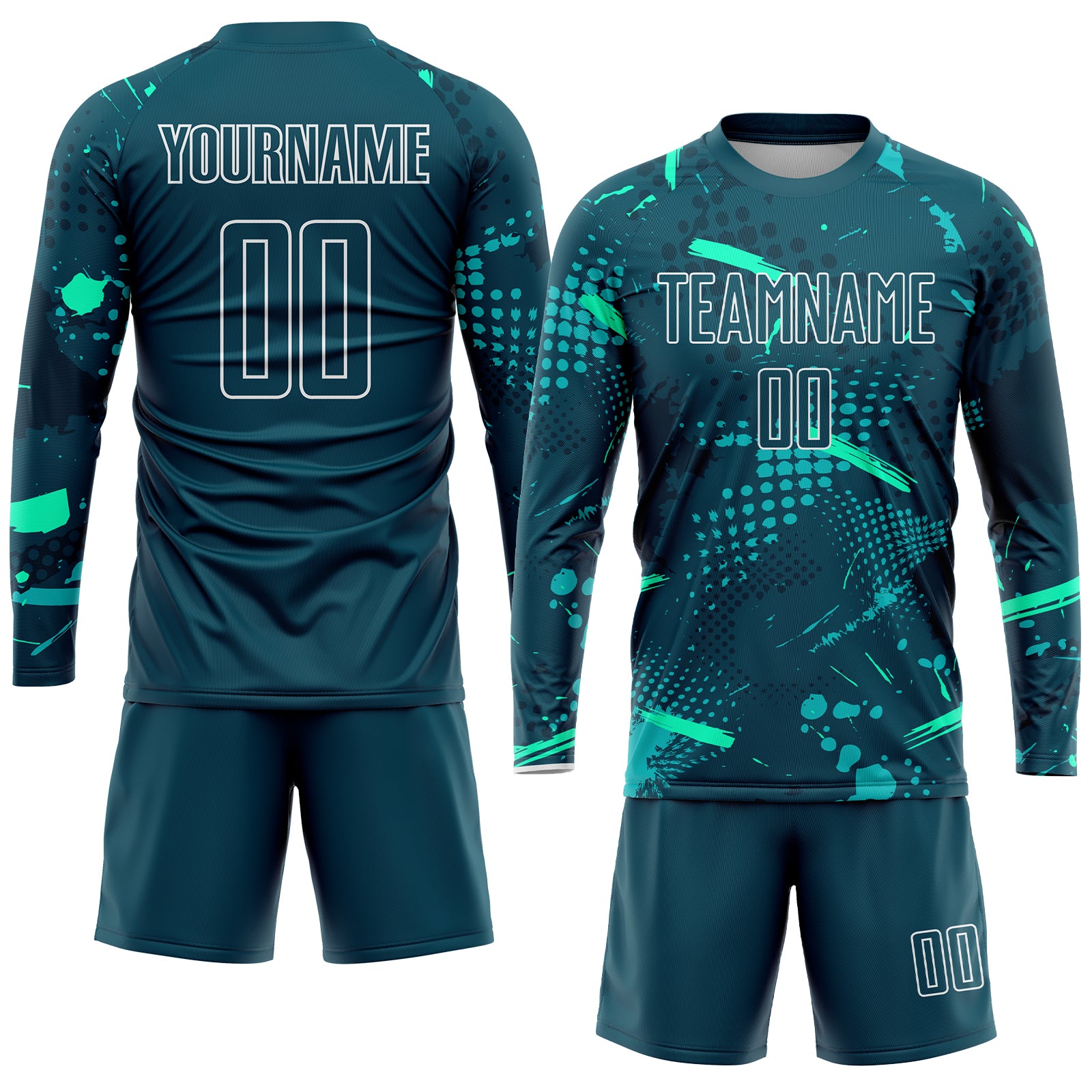 Custom Green Green-Aqua Sublimation Soccer Uniform Jersey