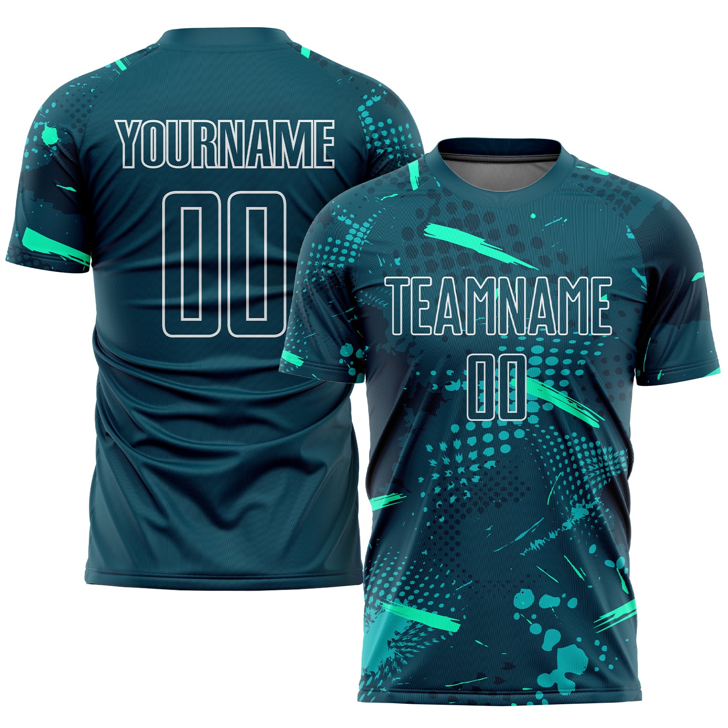 Custom Green Green-Aqua Sublimation Soccer Uniform Jersey