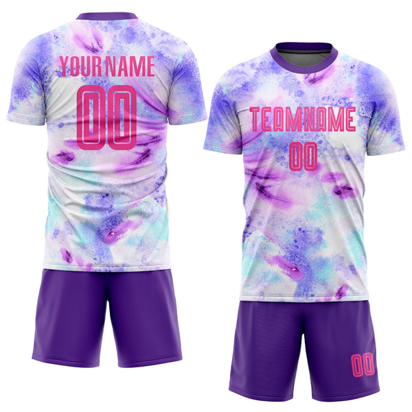 Custom Tie Dye Pink-Purple Sublimation Soccer Uniform Jersey