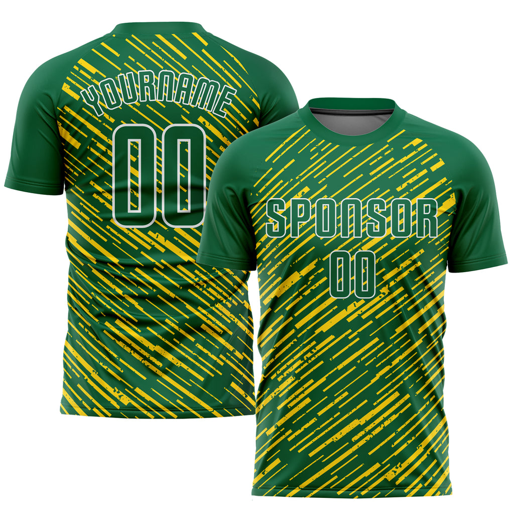 Custom Kelly Green Kelly Green-Gold Sublimation Soccer Uniform Jersey