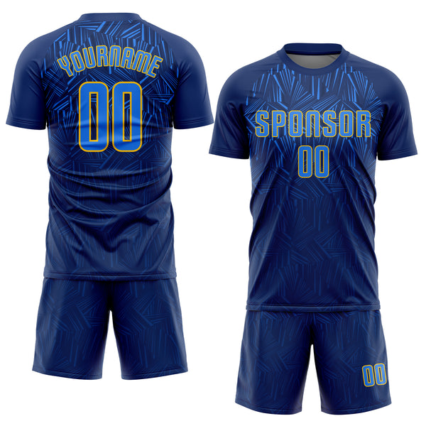 Custom Navy Royal-Gold Sublimation Soccer Uniform Jersey