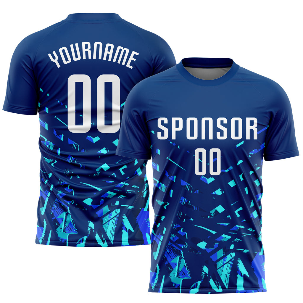 Custom Royal White-Lakes Blue Sublimation Soccer Uniform Jersey