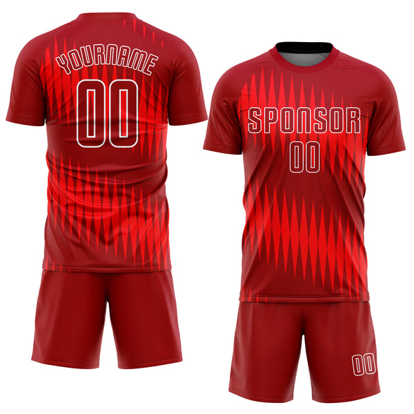 Custom Red Crimson-White Sublimation Soccer Uniform Jersey