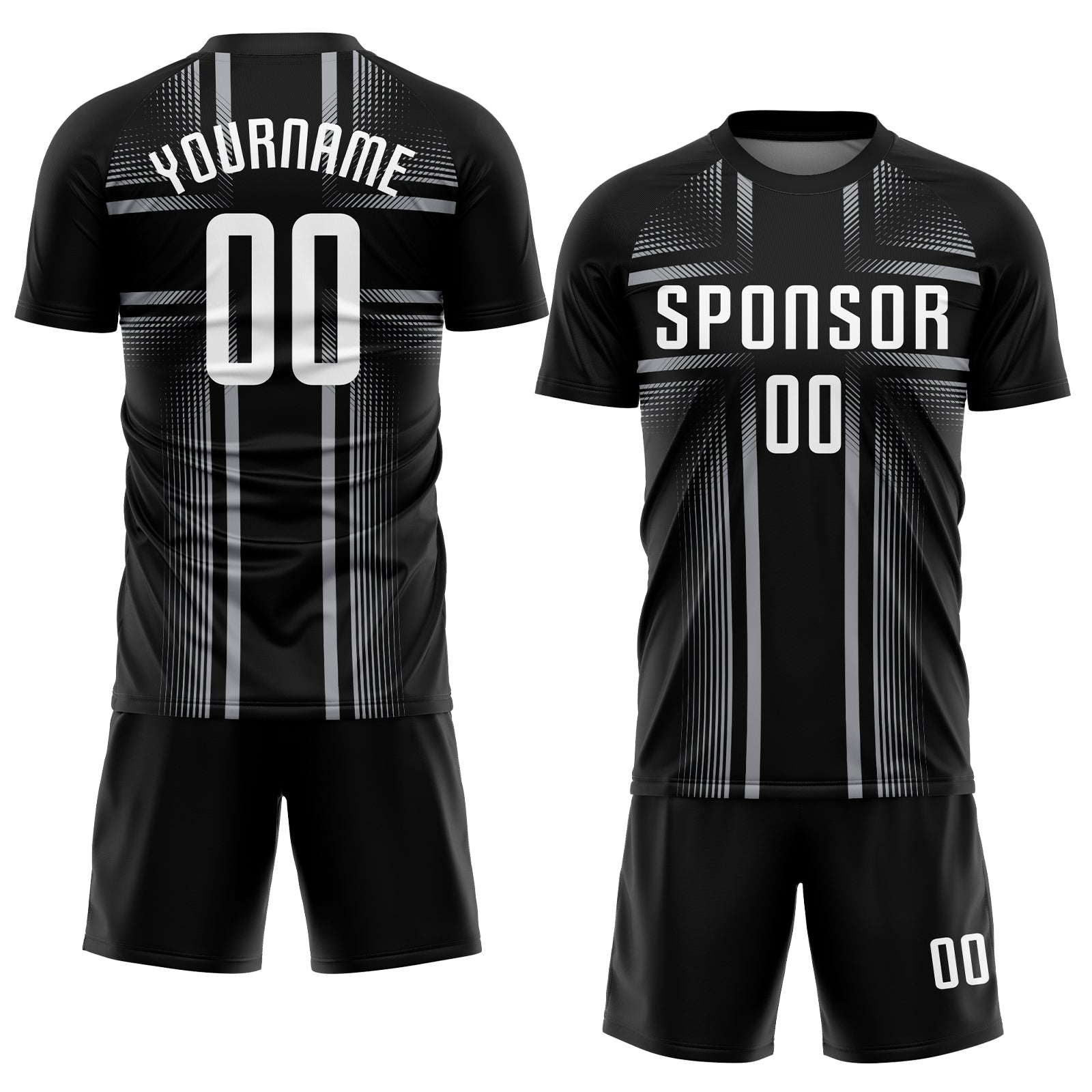 Custom Black White-Gray Sublimation Soccer Uniform Jersey