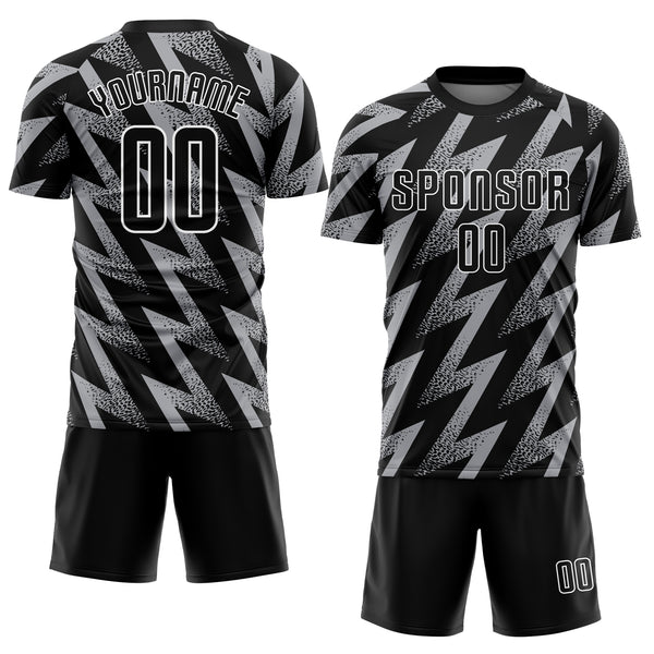 Custom Gray Black-White Sublimation Soccer Uniform Jersey