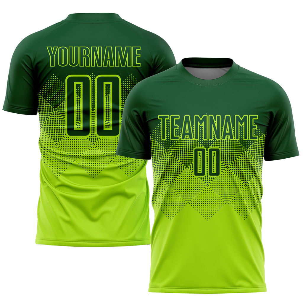 Custom Neon Green Green Sublimation Soccer Uniform Jersey Free Shipping –  Fiitg