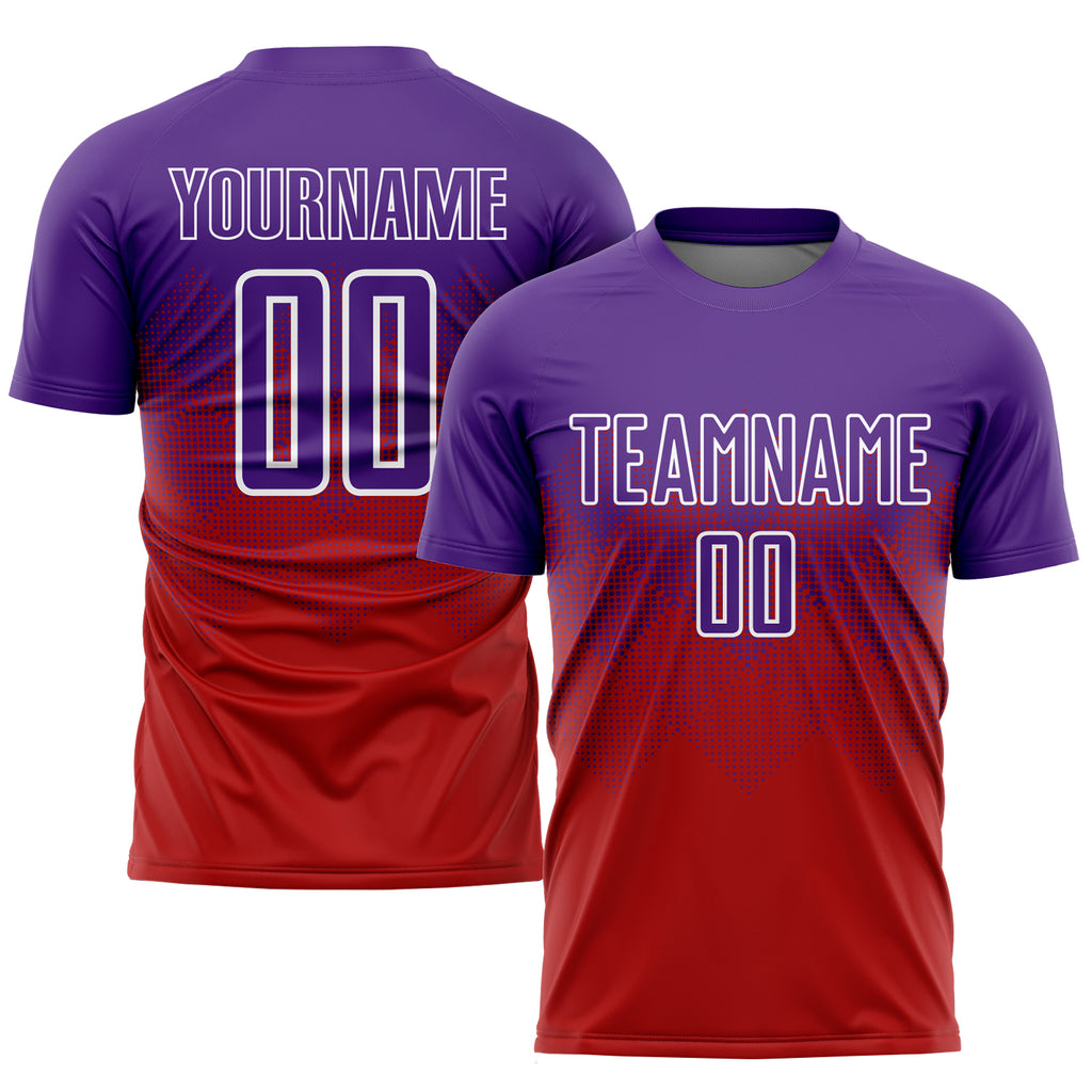 Custom Red Purple-White Sublimation Soccer Uniform Jersey