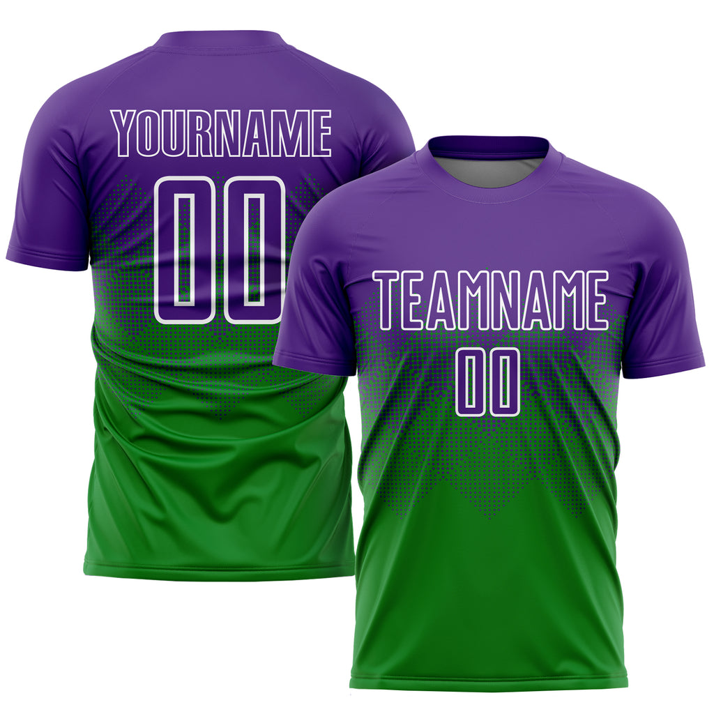 Custom Grass Green Purple-White Sublimation Soccer Uniform Jersey