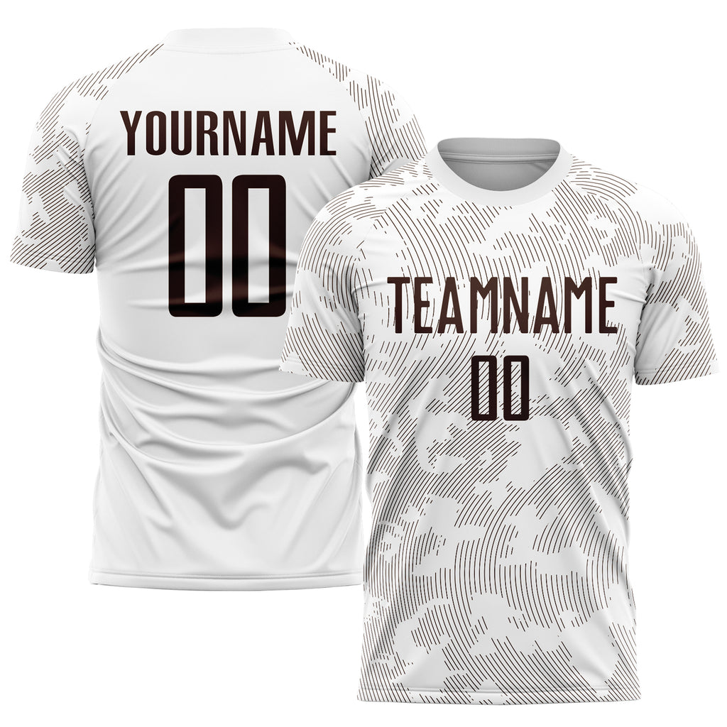 Custom White Brown Sublimation Soccer Uniform Jersey