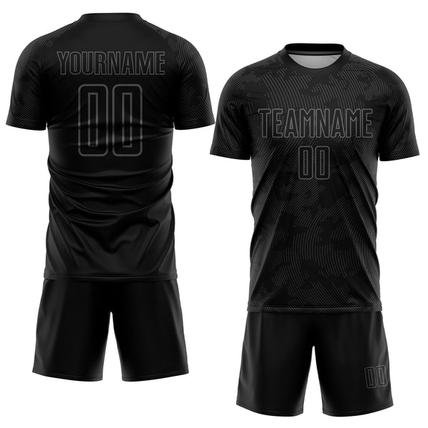 Custom Black Gray Sublimation Soccer Uniform Jersey