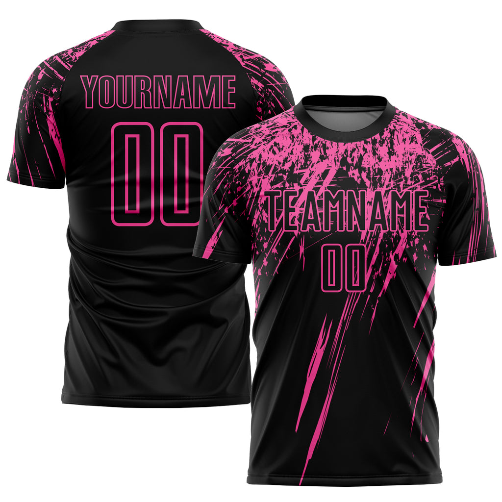 Custom Black Pink Sublimation Soccer Uniform Jersey