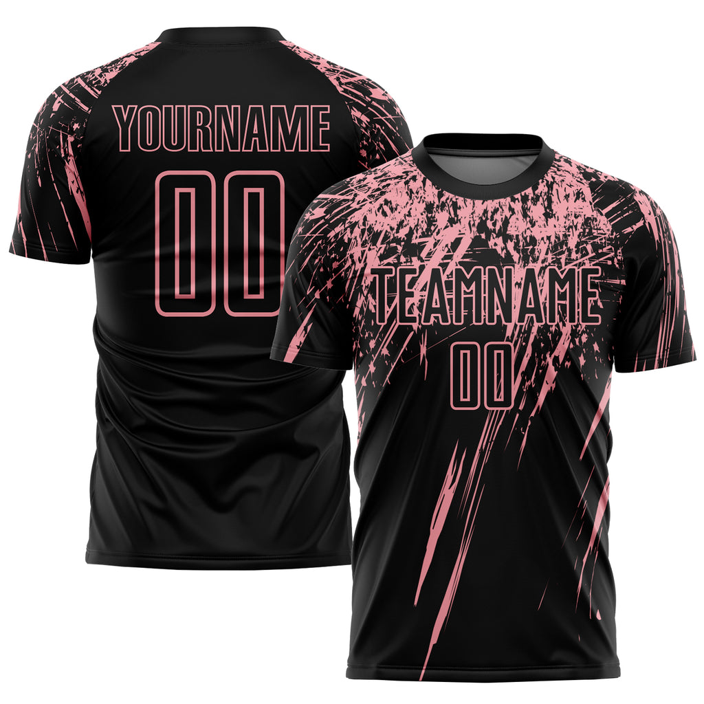 Custom Black Medium Pink Sublimation Soccer Uniform Jersey