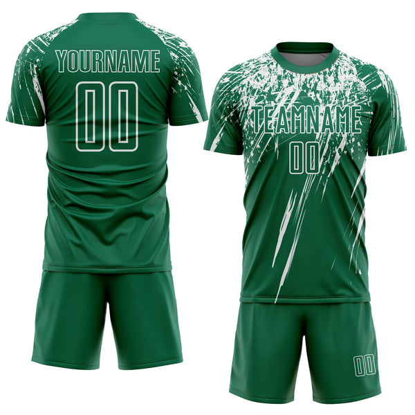 Custom Kelly Green White Sublimation Soccer Uniform Jersey