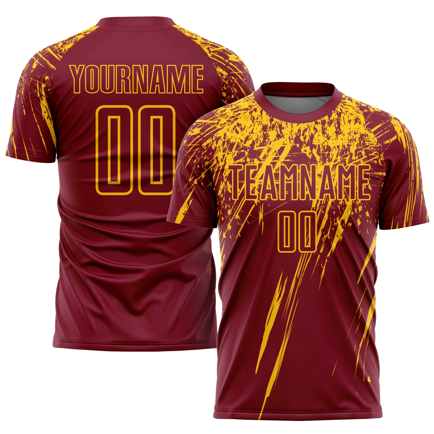 Custom Crimson Yellow Sublimation Soccer Uniform Jersey Free