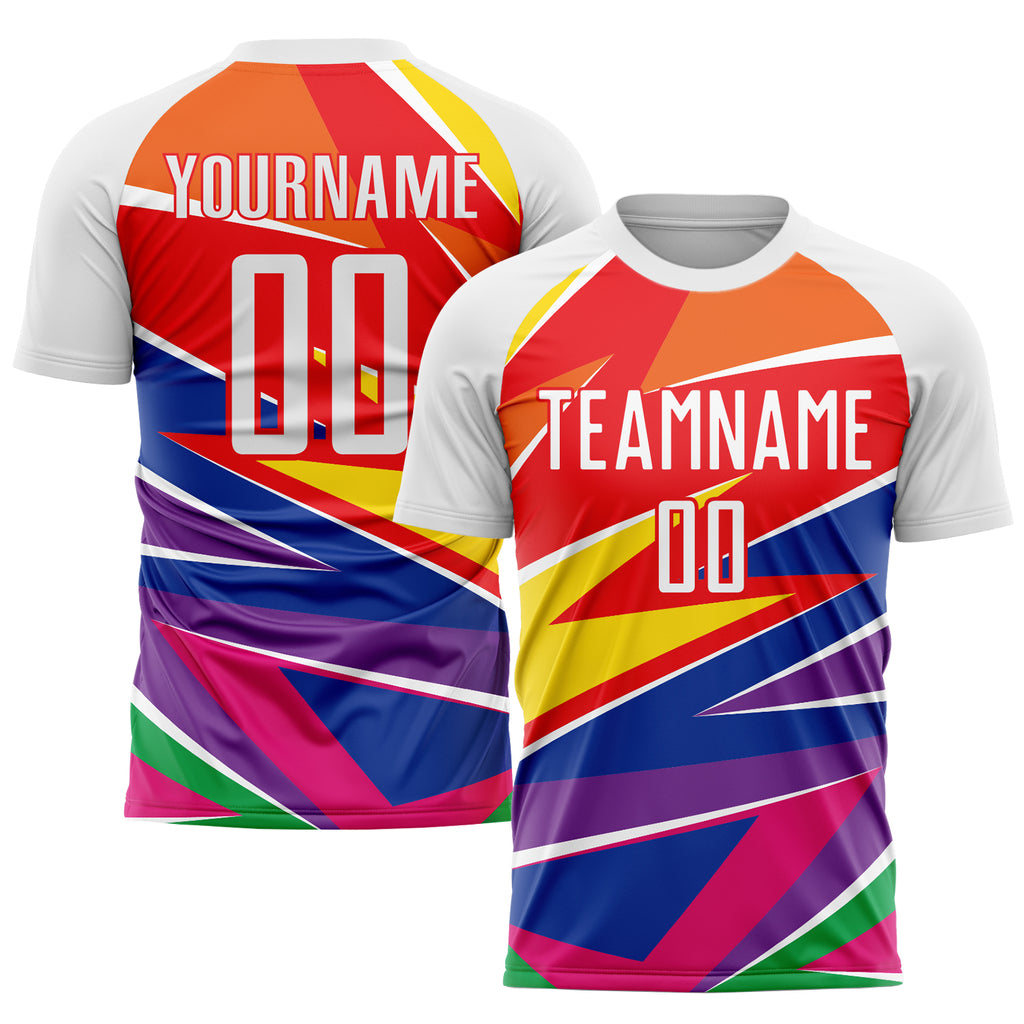 Custom Figure White-Red Sublimation Soccer Uniform Jersey