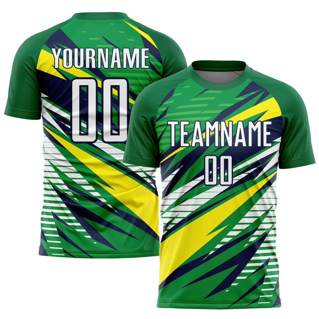 Custom Grass Green White Sublimation Soccer Uniform Jersey