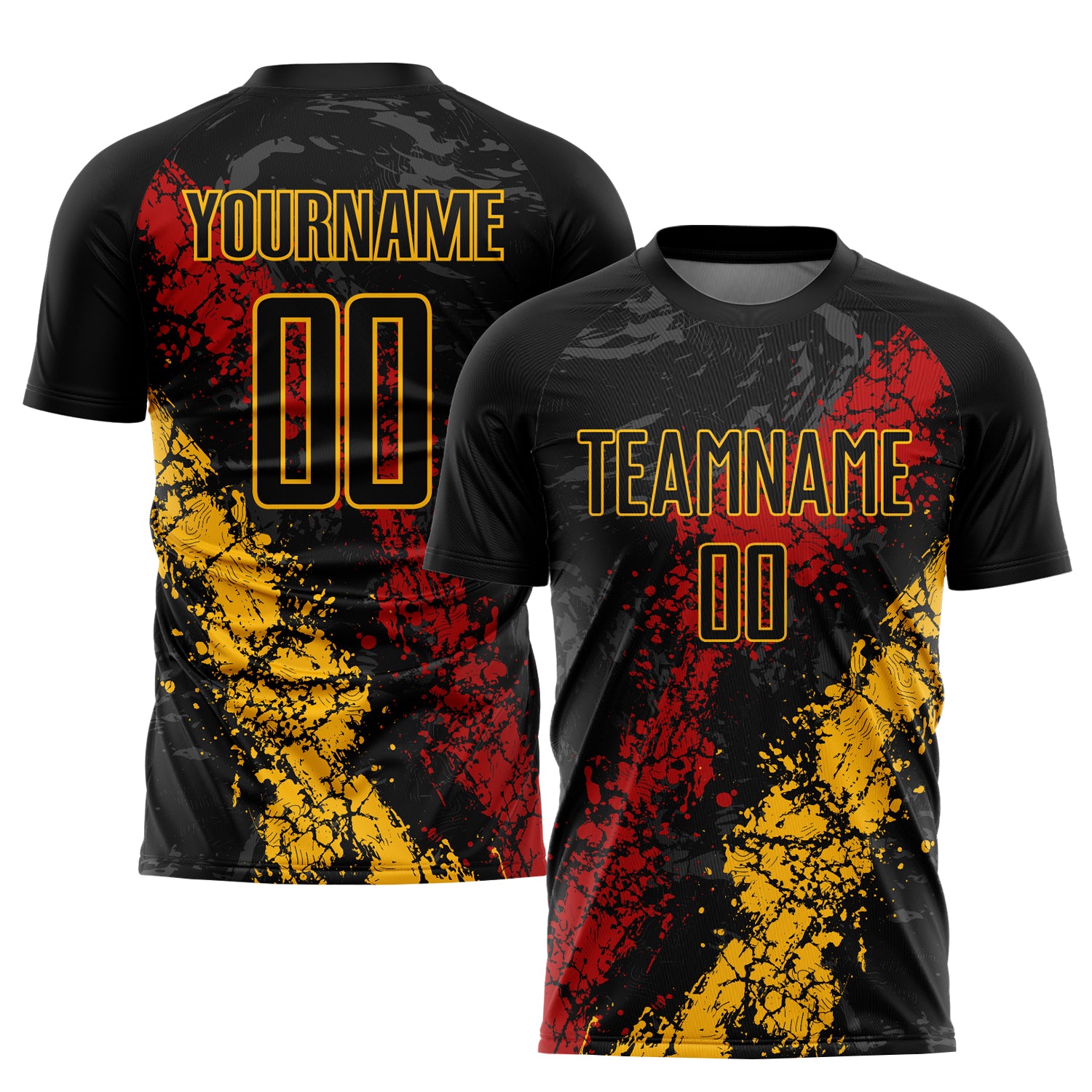 Red and black soccer jersey team sales