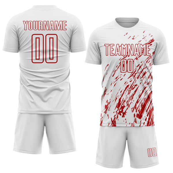 Custom White Red Sublimation Soccer Uniform Jersey