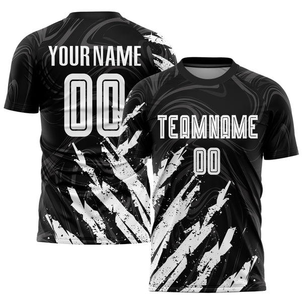 Custom Black White Sublimation Soccer Uniform Jersey Free Shipping