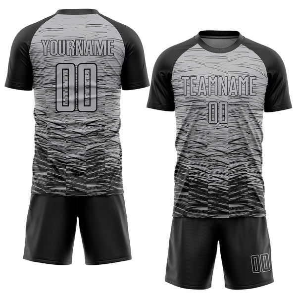 Custom Gray Black Sublimation Soccer Uniform Jersey
