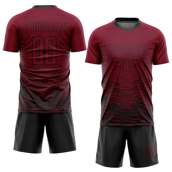Custom Crimosn Black Sublimation Soccer Uniform Jersey