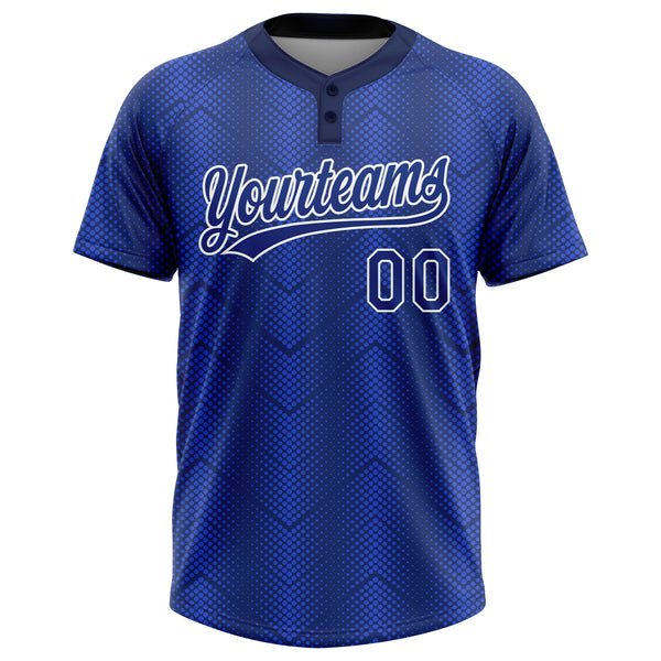 Custom Royal Royal-Navy 3D Pattern Two-Button Unisex Softball Jersey