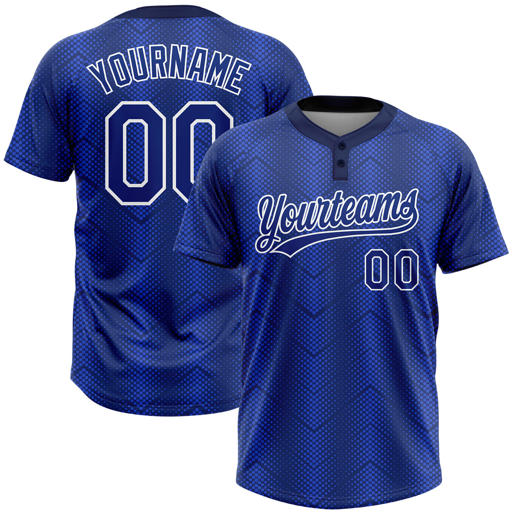 Custom Royal Royal-Navy 3D Pattern Two-Button Unisex Softball Jersey