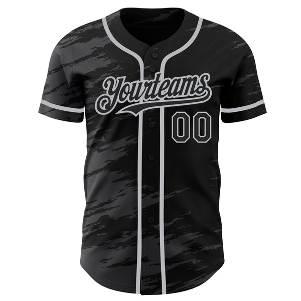 Custom Black Steel Gray Splash Ink Gray Authentic Baseball Jersey