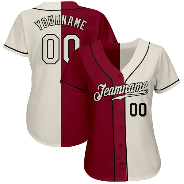 Custom Crimson Cream-Black Authentic Split Fashion Baseball Jersey