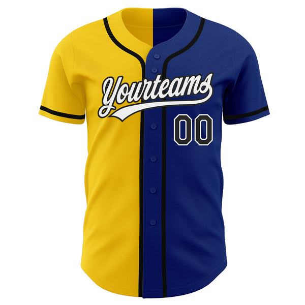 Custom Royal Black-Yellow Authentic Split Fashion Baseball Jersey