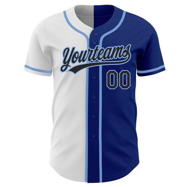 Custom Royal Black White-Light Blue Authentic Split Fashion Baseball Jersey