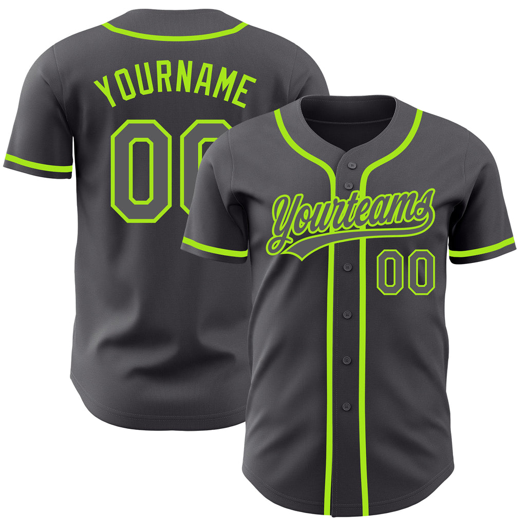 Custom Steel Gray Neon Green Authentic Baseball Jersey