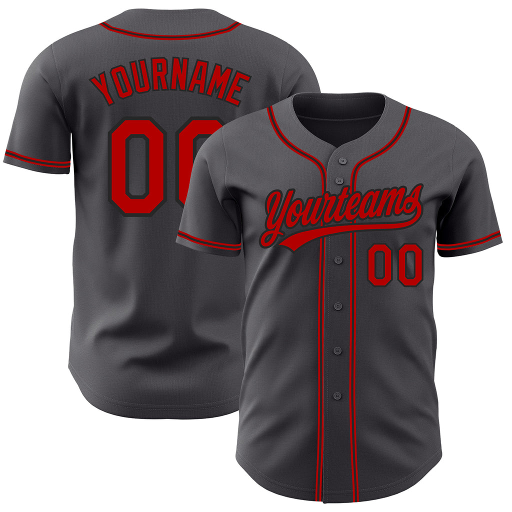 Custom Steel Gray Red-Black Authentic Baseball Jersey Free Shipping – Fiitg