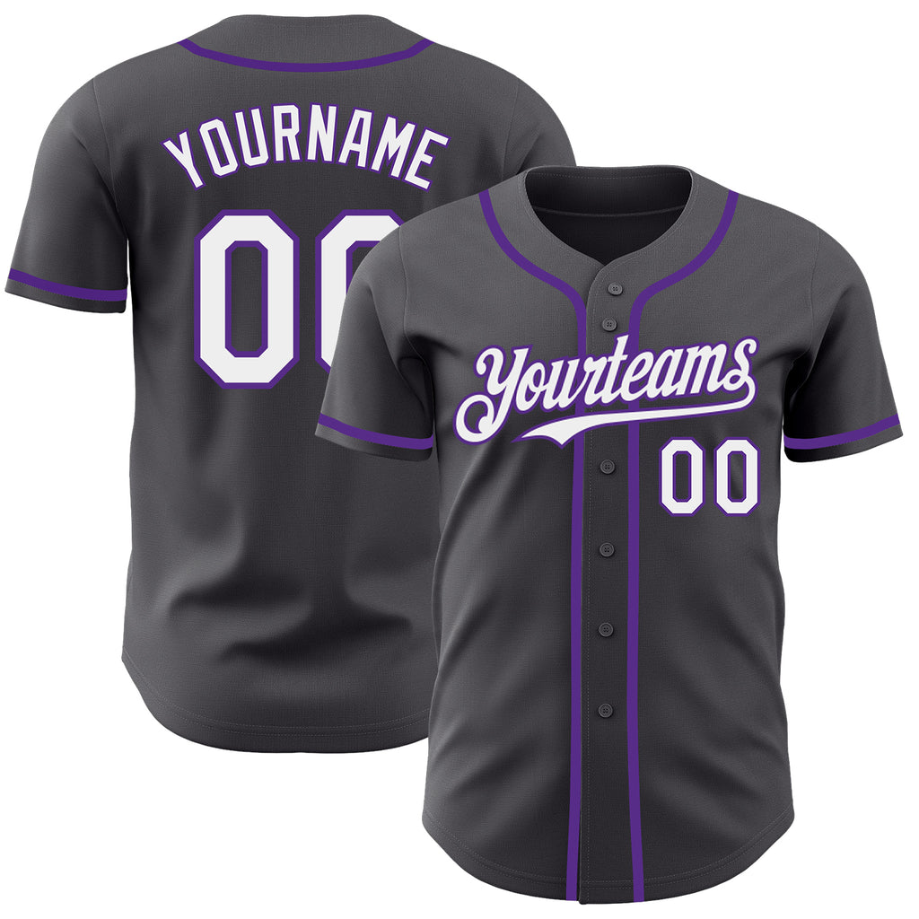 Custom Steel Gray White-Purple Authentic Baseball Jersey