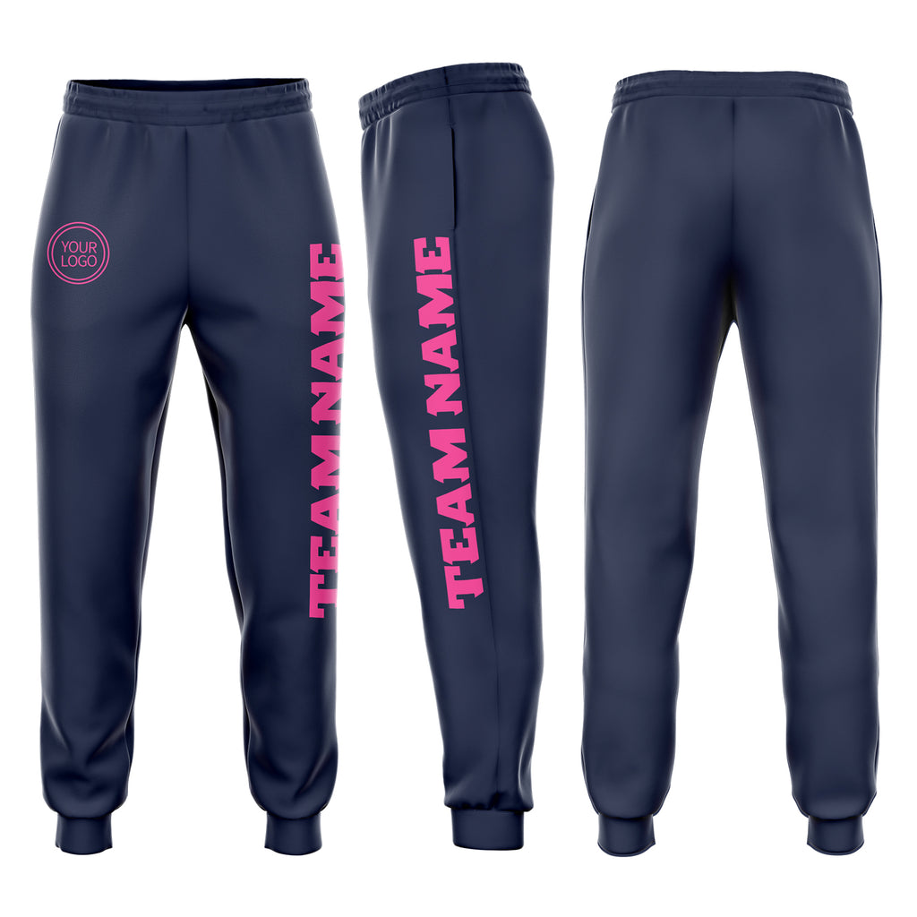 Custom Navy Pink Fleece Jogger Sweatpants